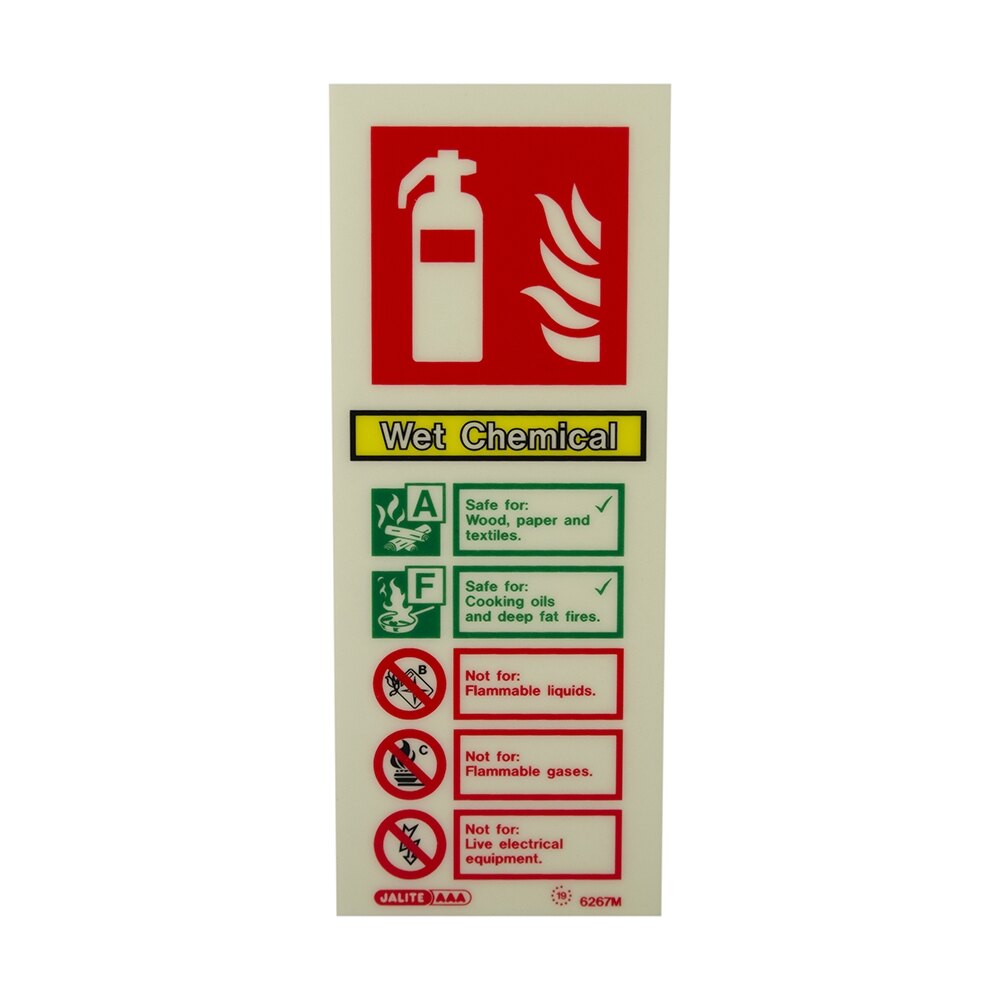 Wet Chemical Fire Extinguisher ID  80mm x 200mm Rigid Photoluminescent 