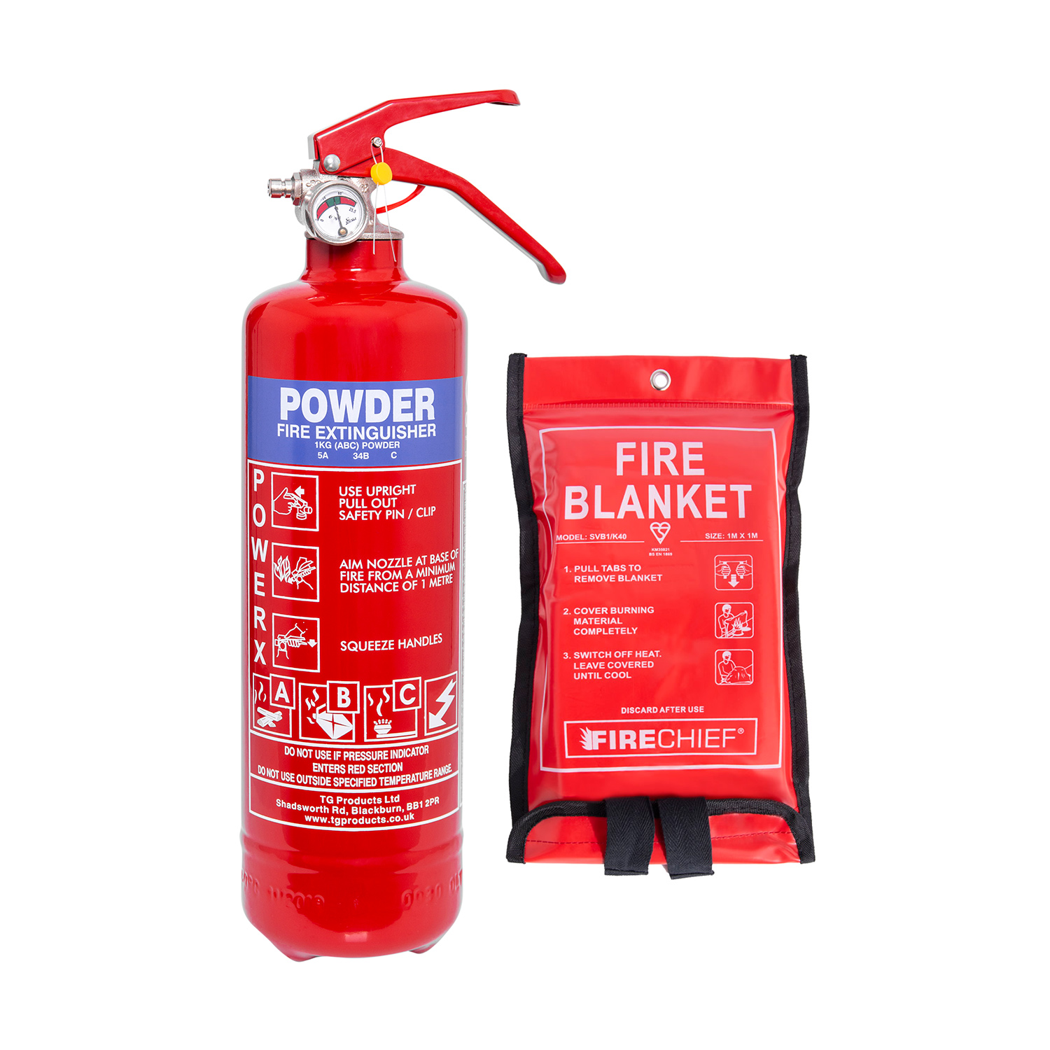 1kg Powder Fire Extinguisher + Fire Blanket Special Offer