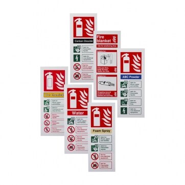 Image of the White Rigid Plastic Fire Extinguisher ID Signs - Portrait (200x80mm)