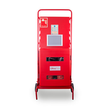 Image of the Site Stand with Double Extinguisher Cabinet and Optional Interconnectable Site Alarm