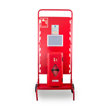 Image of the Site Stand with Single Extinguisher Cabinet and Optional Interconnectable Site Alarm