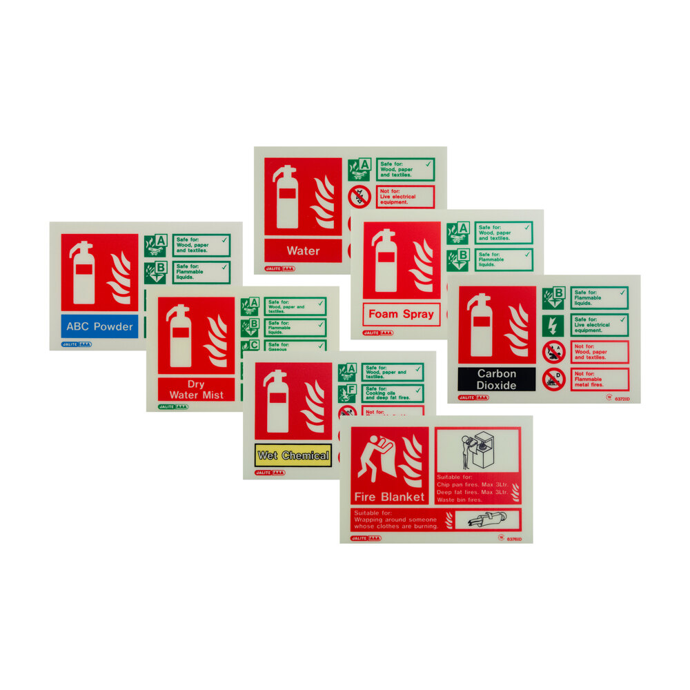 Photoluminescent Fire Extinguisher ID Signs - Landscape (105x150mm)